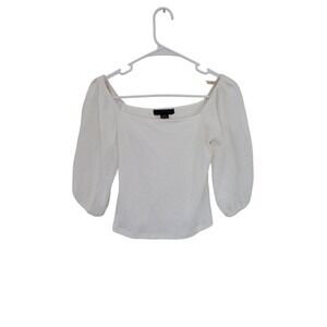Sanctuary White Top Square Neck Puff‎ Sleeve Cotton Blouse XS Women's #7